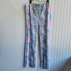 NWT Cariloha Women’s Bamboo Palm Leaf Pants Pastel Soft Green Pink White 2XL